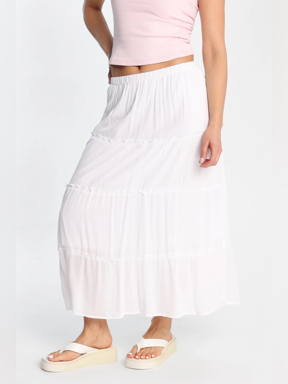 White Tiered Maxi Skirt